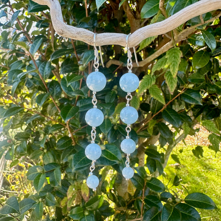 aquamarine 4 tier earrings