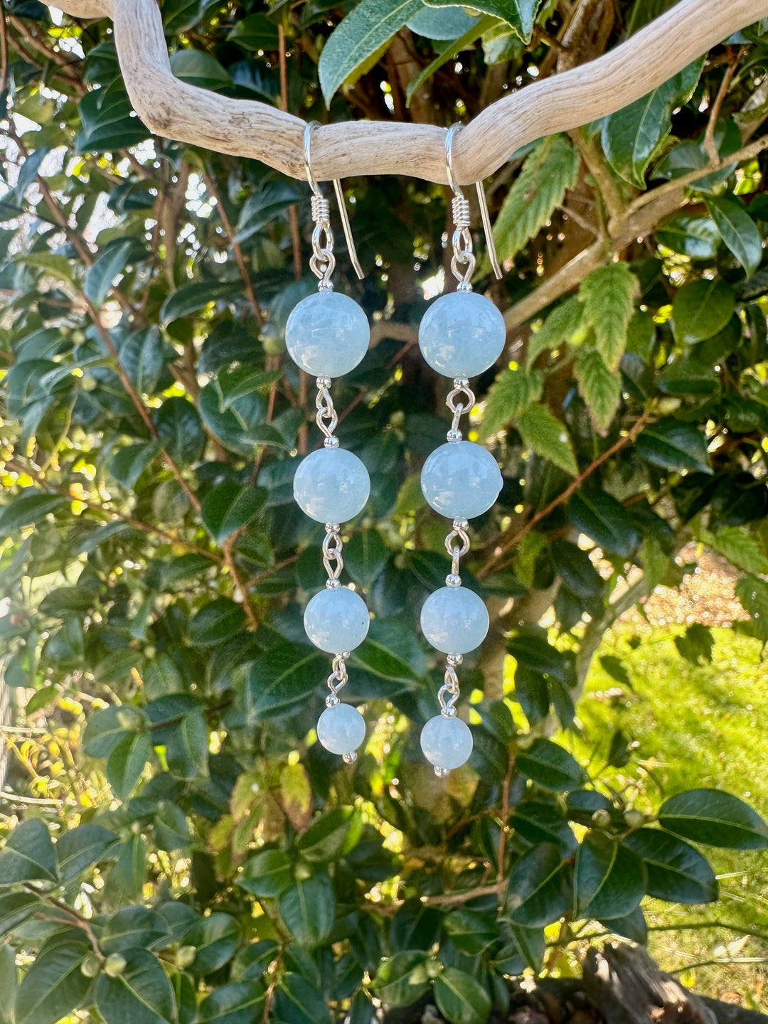 aquamarine 4 tier earrings