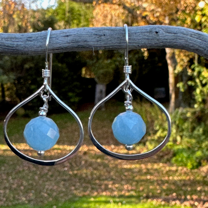 aquamarine earrings in sterling silver