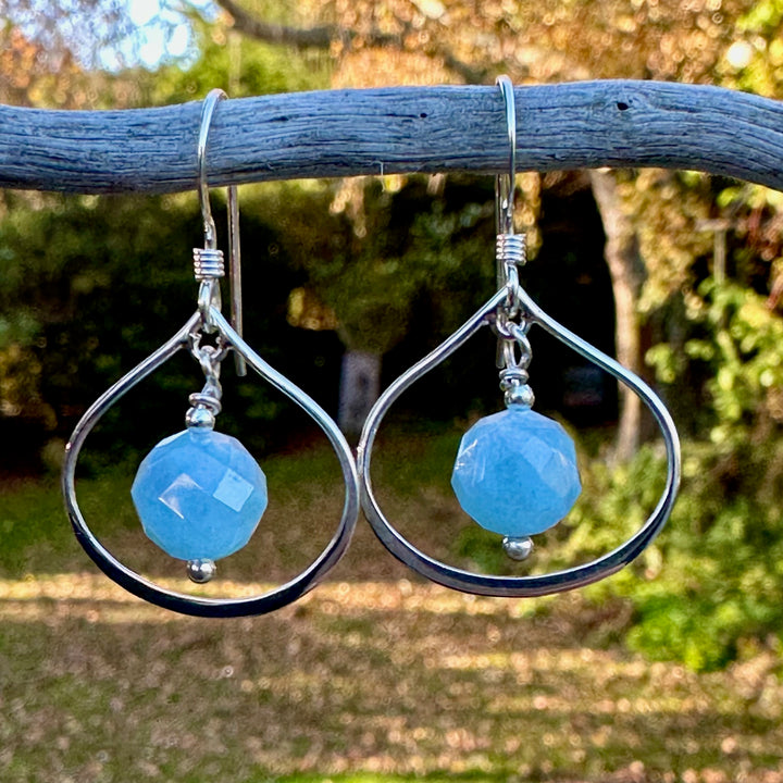 aquamarine earrings in sterling silver