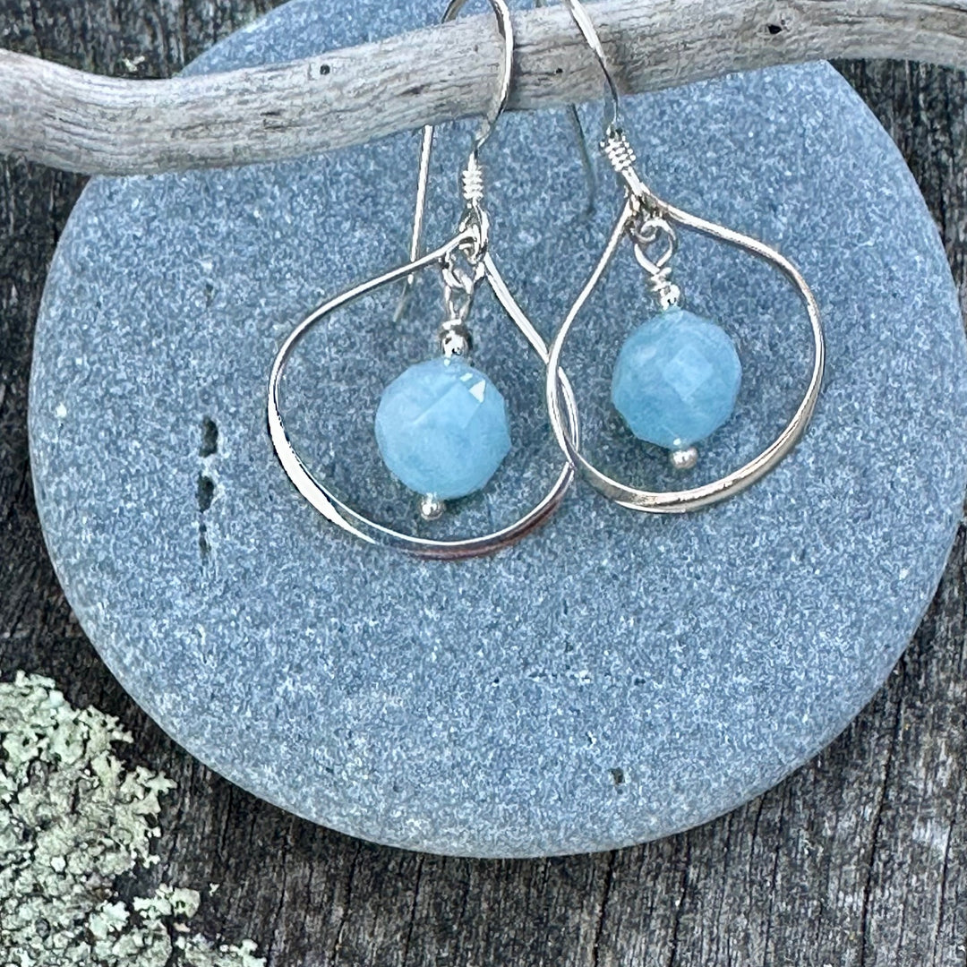 aquamarine earrings in sterling silver