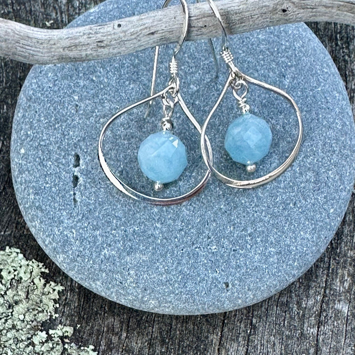 aquamarine earrings in sterling silver