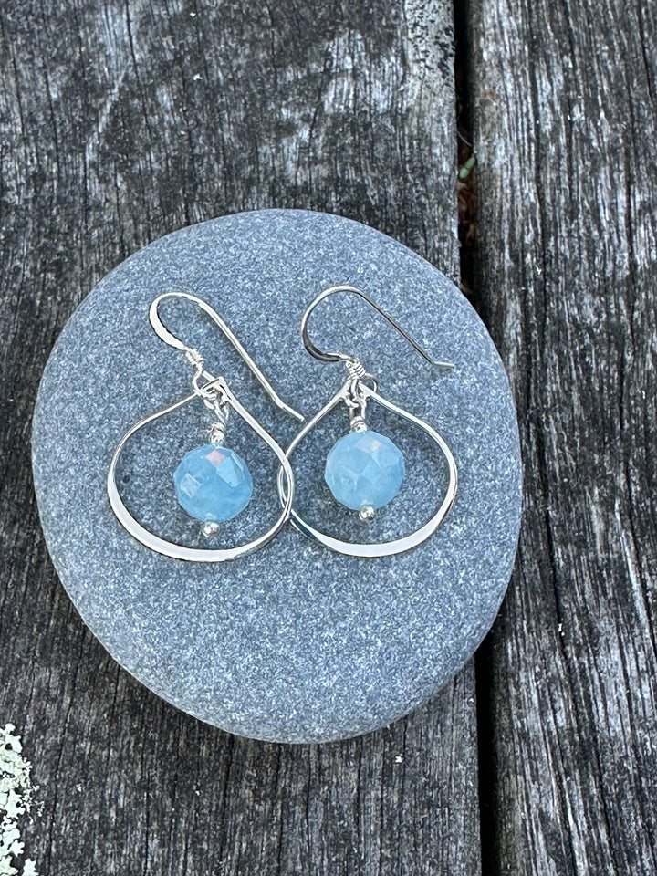 aquamarine earrings in sterling silver
