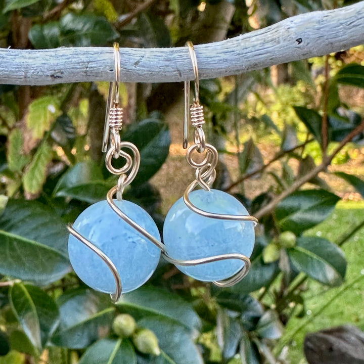 Aquamarine with yellow gold fill wrap earrings