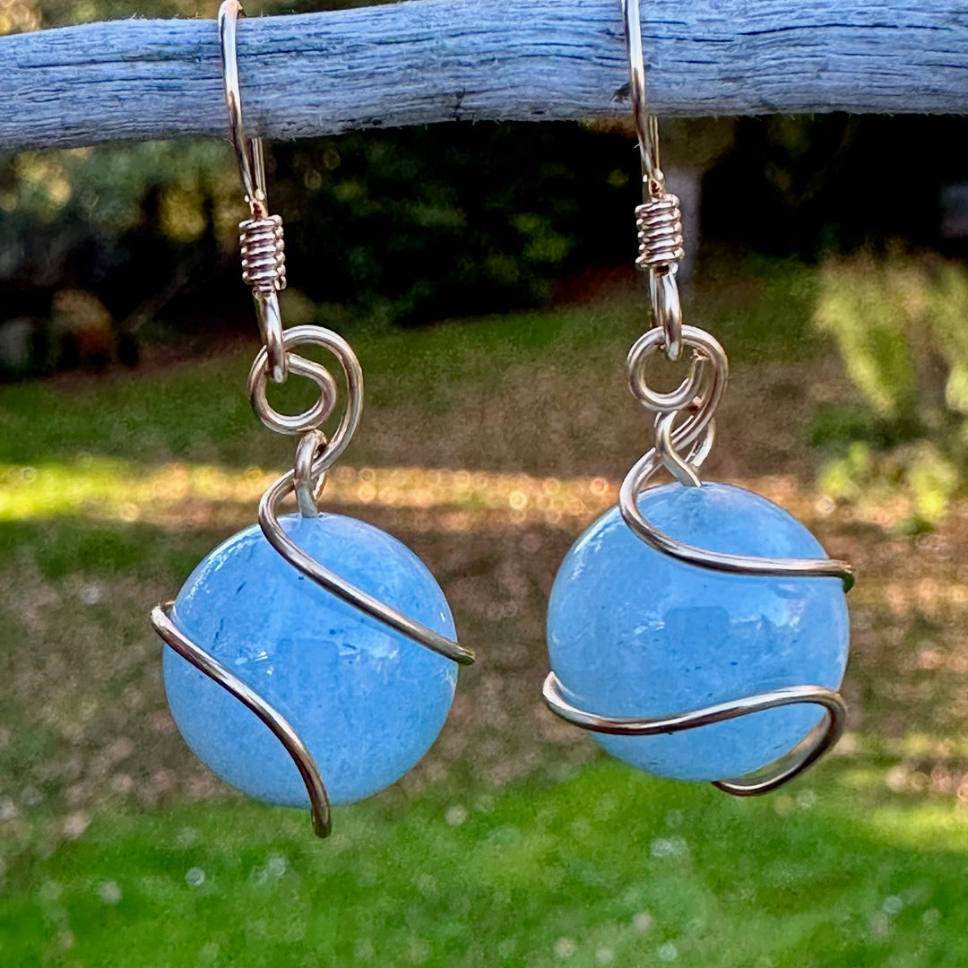 Aquamarine with yellow gold fill wrap earrings