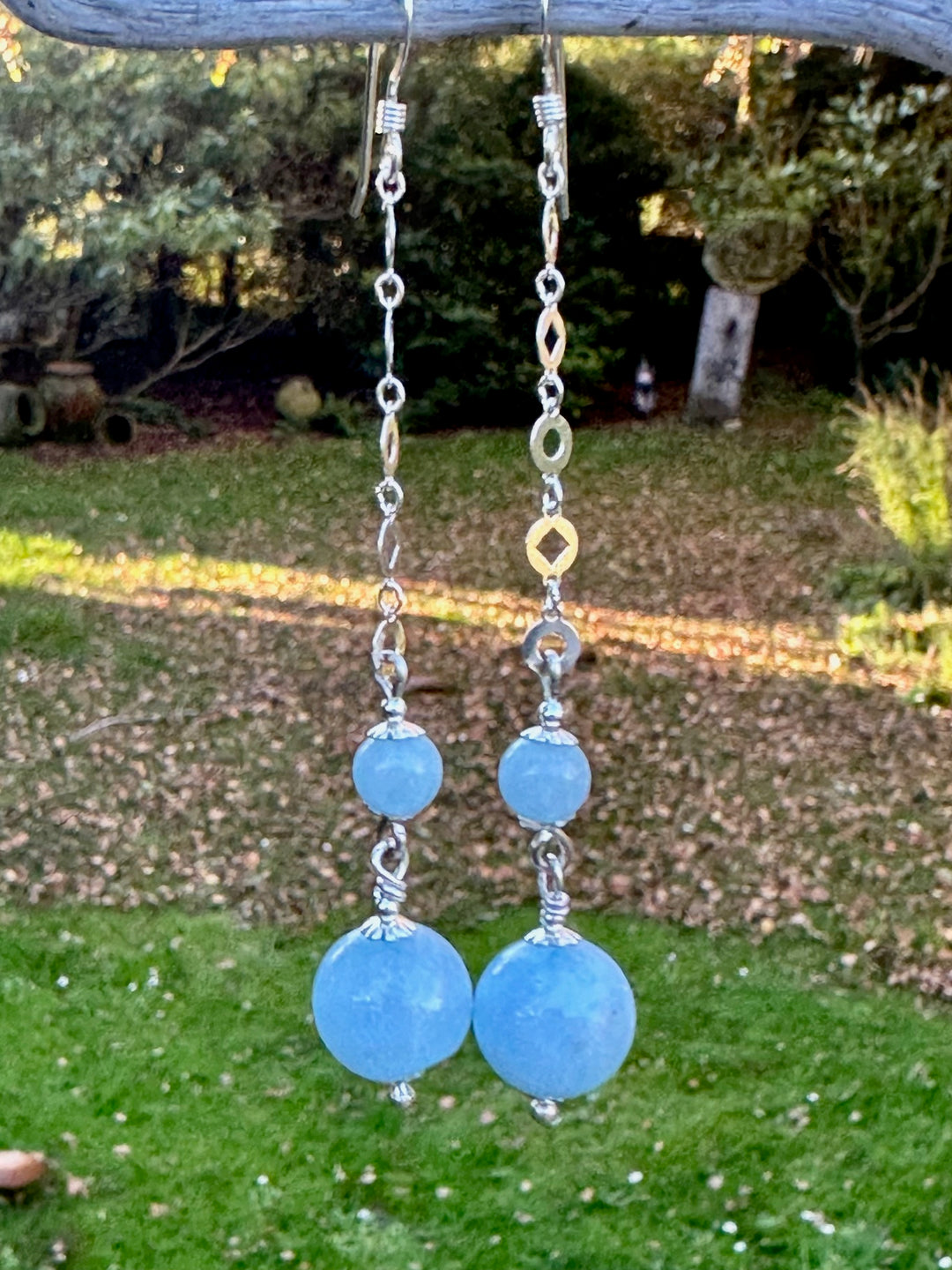 Long aquamarine earrings