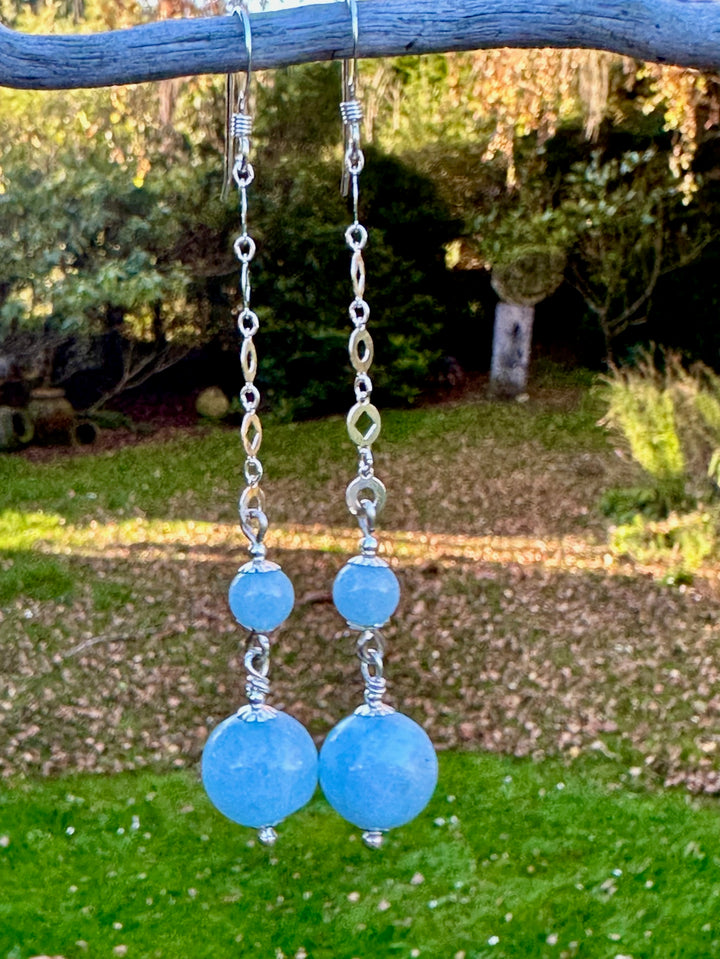 Long aquamarine earrings