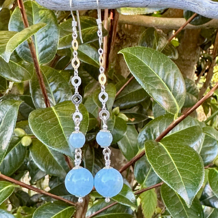 Long aquamarine earrings
