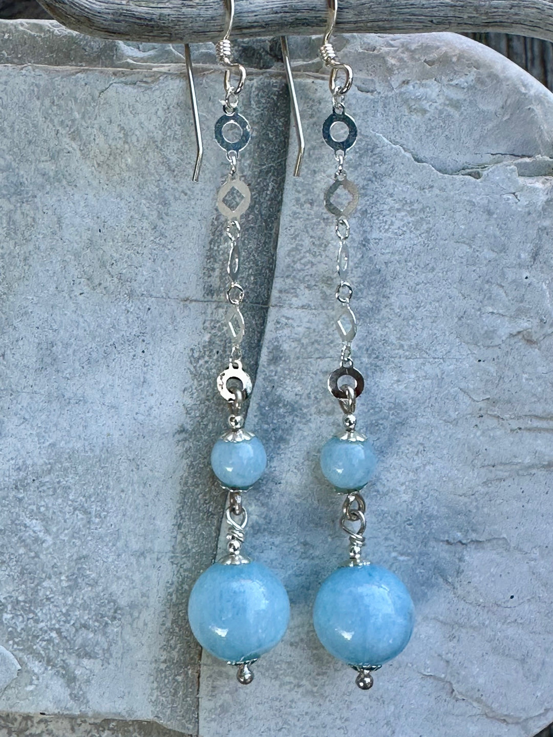 Long aquamarine earrings