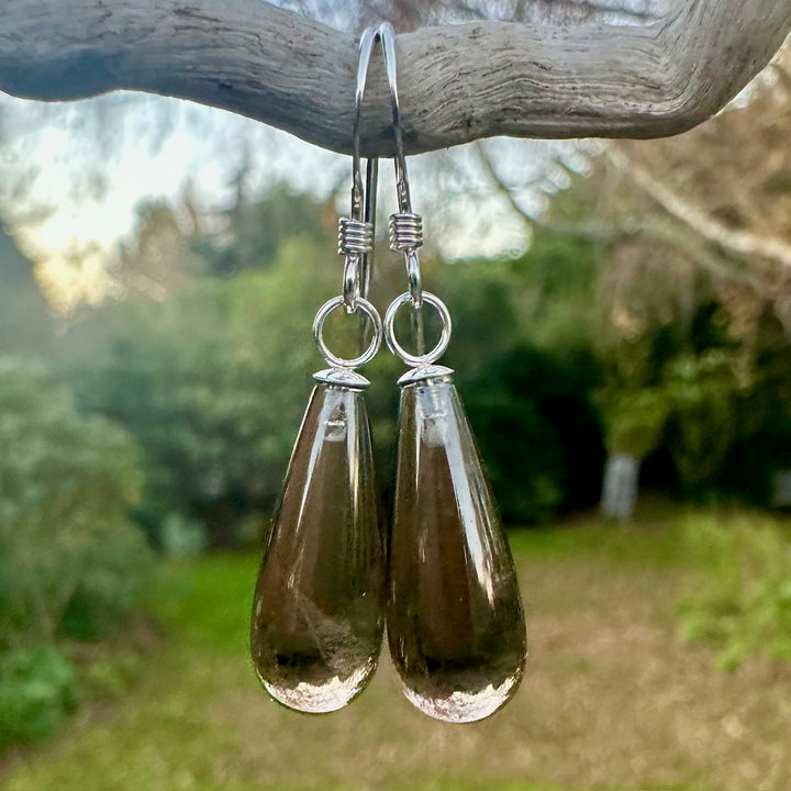 smoky quartz drop earrings