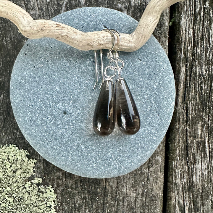 smoky quartz drop earrings