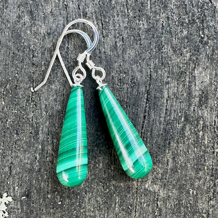 small malachite drop earrings