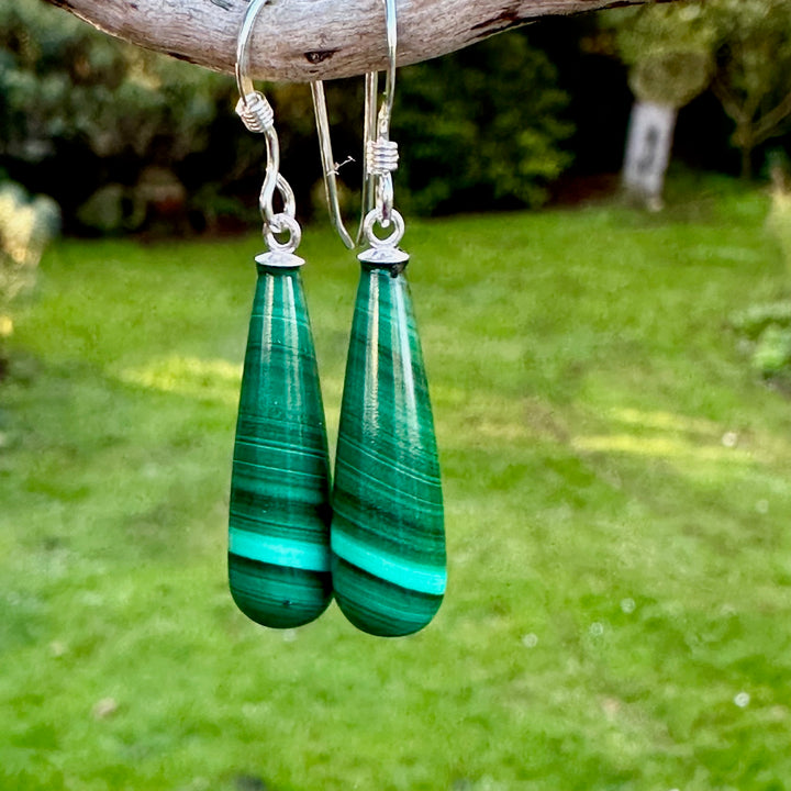 small malachite drop earrings
