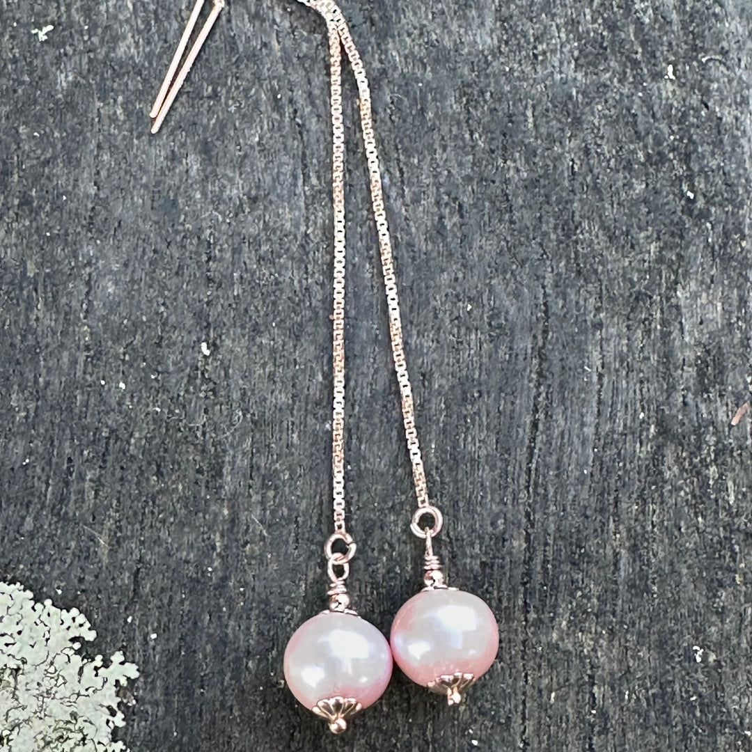 Pink freshwater pearl earrings