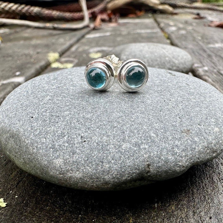 4mm blue topaz studs