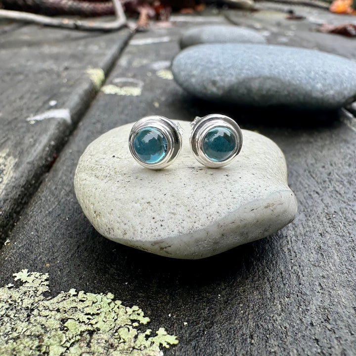 4mm blue topaz studs