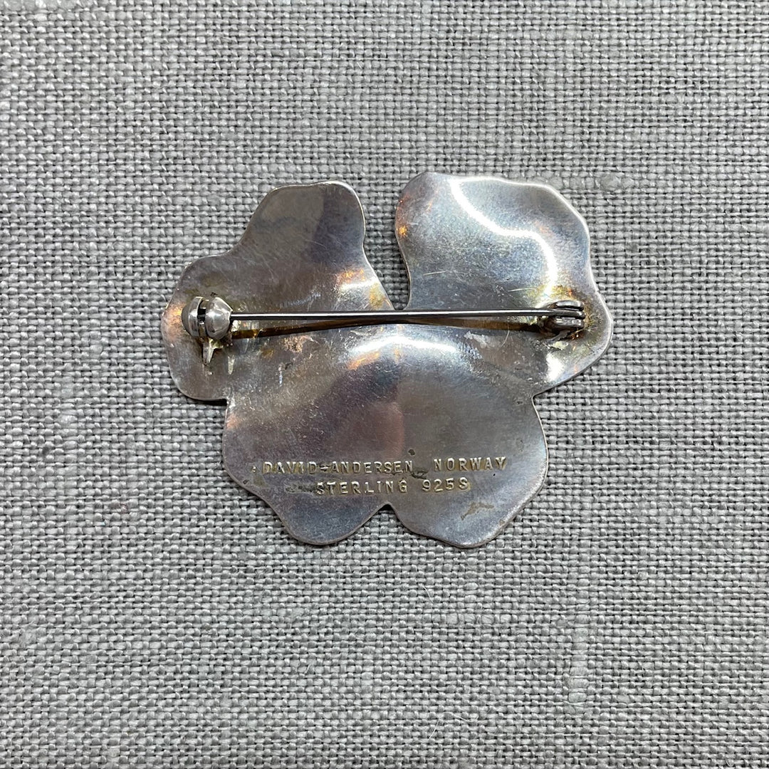 Vintage David Andersen Orange Pansy Brooch