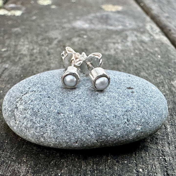 Tiny 3mm freshwater pearl studs