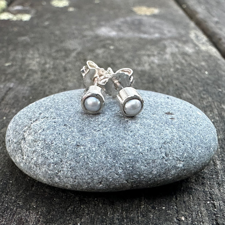 Tiny 3mm freshwater pearl studs