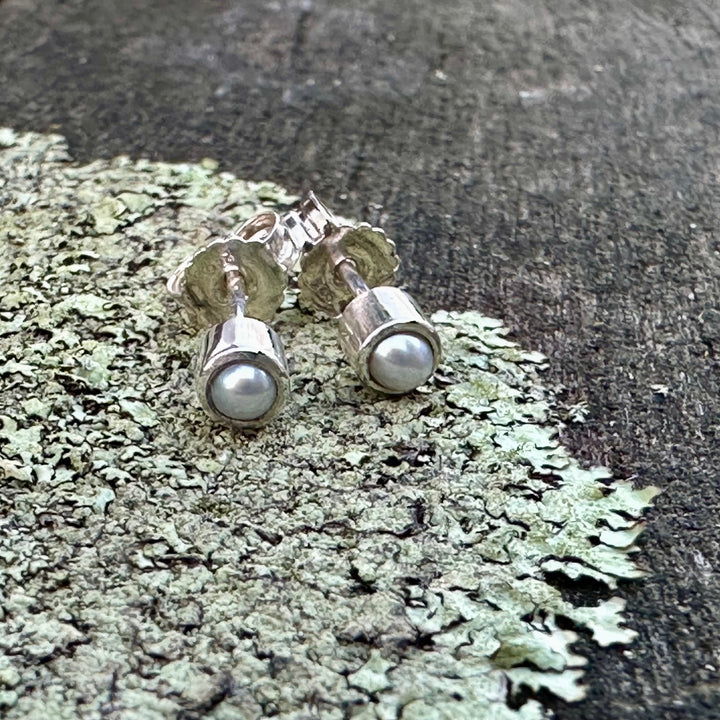 Tiny 3mm freshwater pearl studs