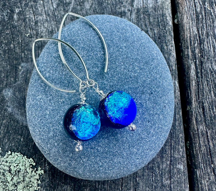 2 blue Japanese lanpwork earrings