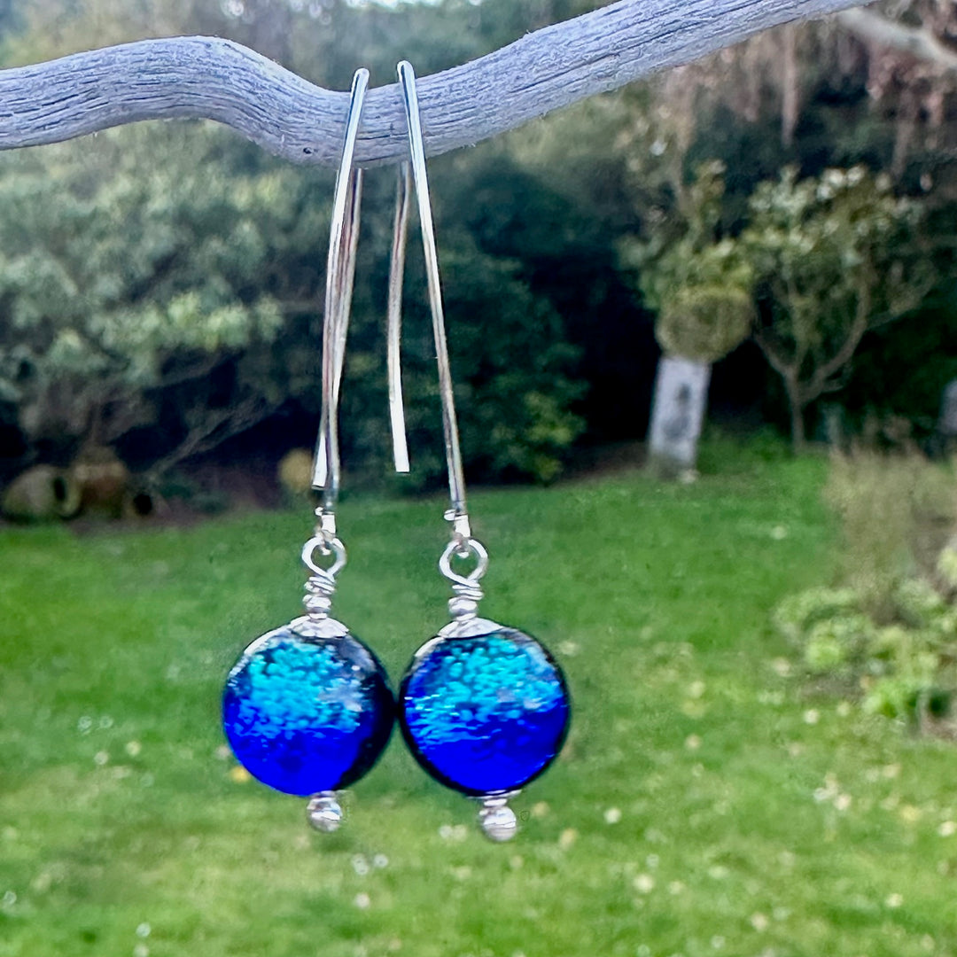 2 blue Japanese lanpwork earrings