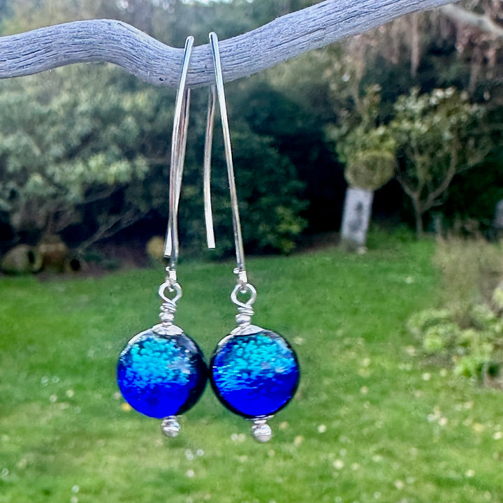 2 blue Japanese lanpwork earrings
