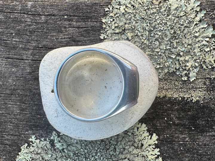 New Zealand Greenstone and Sterling Silver Signet Ring