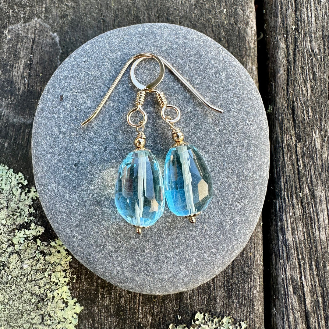 Faceted blue topaz earrings