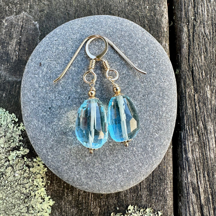 Faceted blue topaz earrings