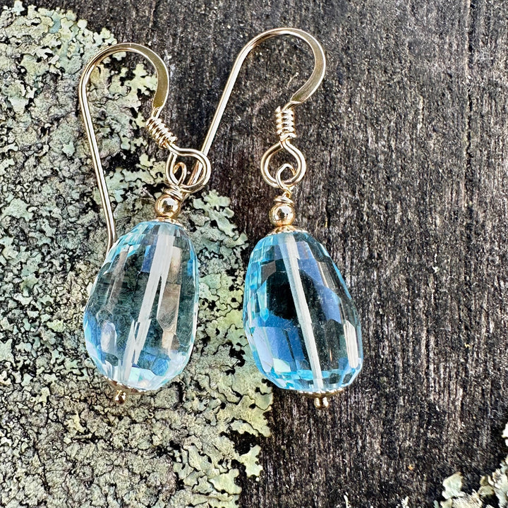 Faceted blue topaz earrings