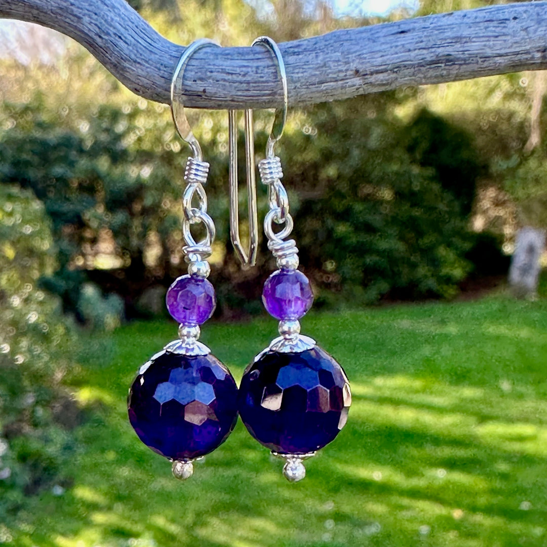 two tier amethyst earrings