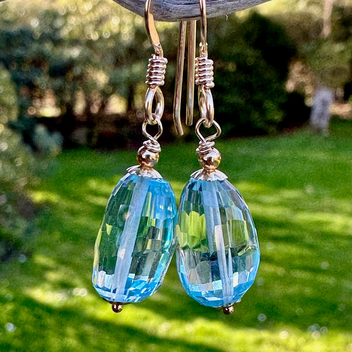 Faceted blue topaz earrings