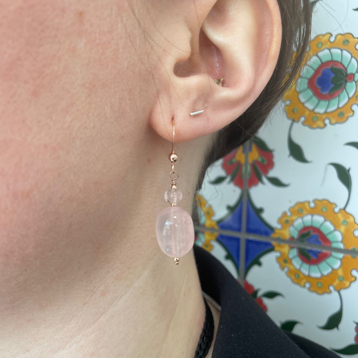 Rose quartz earrings