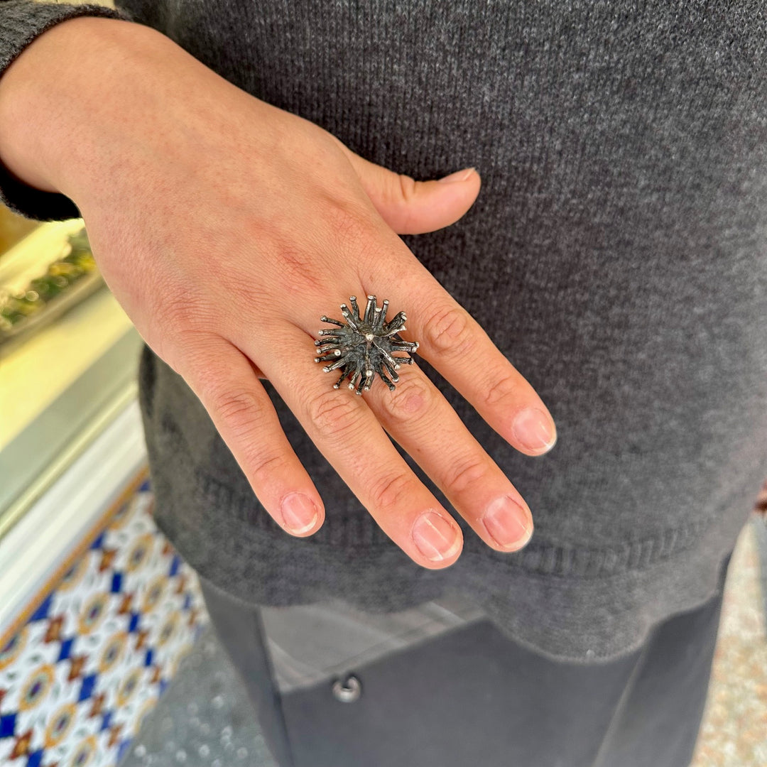 Sterling silver Brutalist ring