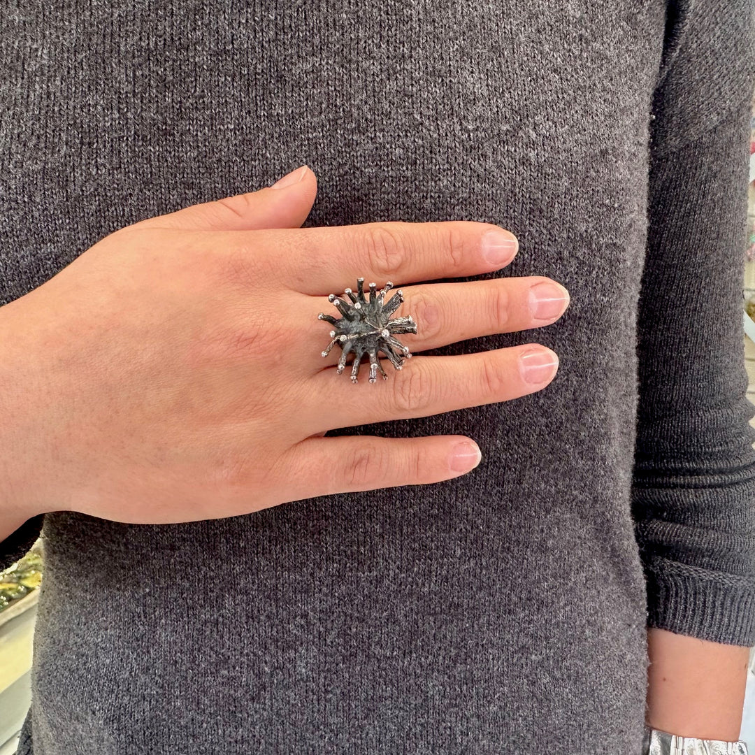 Sterling silver Brutalist ring