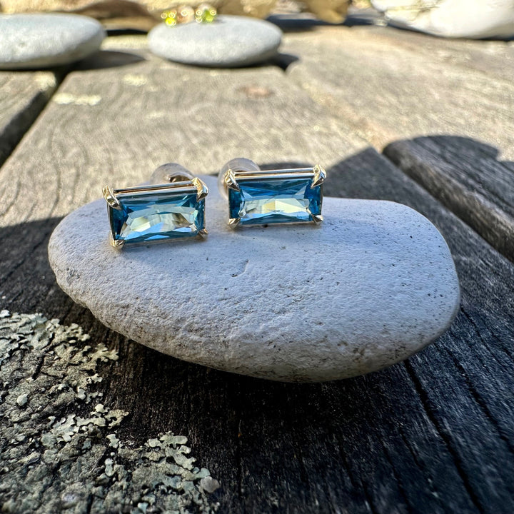 Swiss blue topaz studs