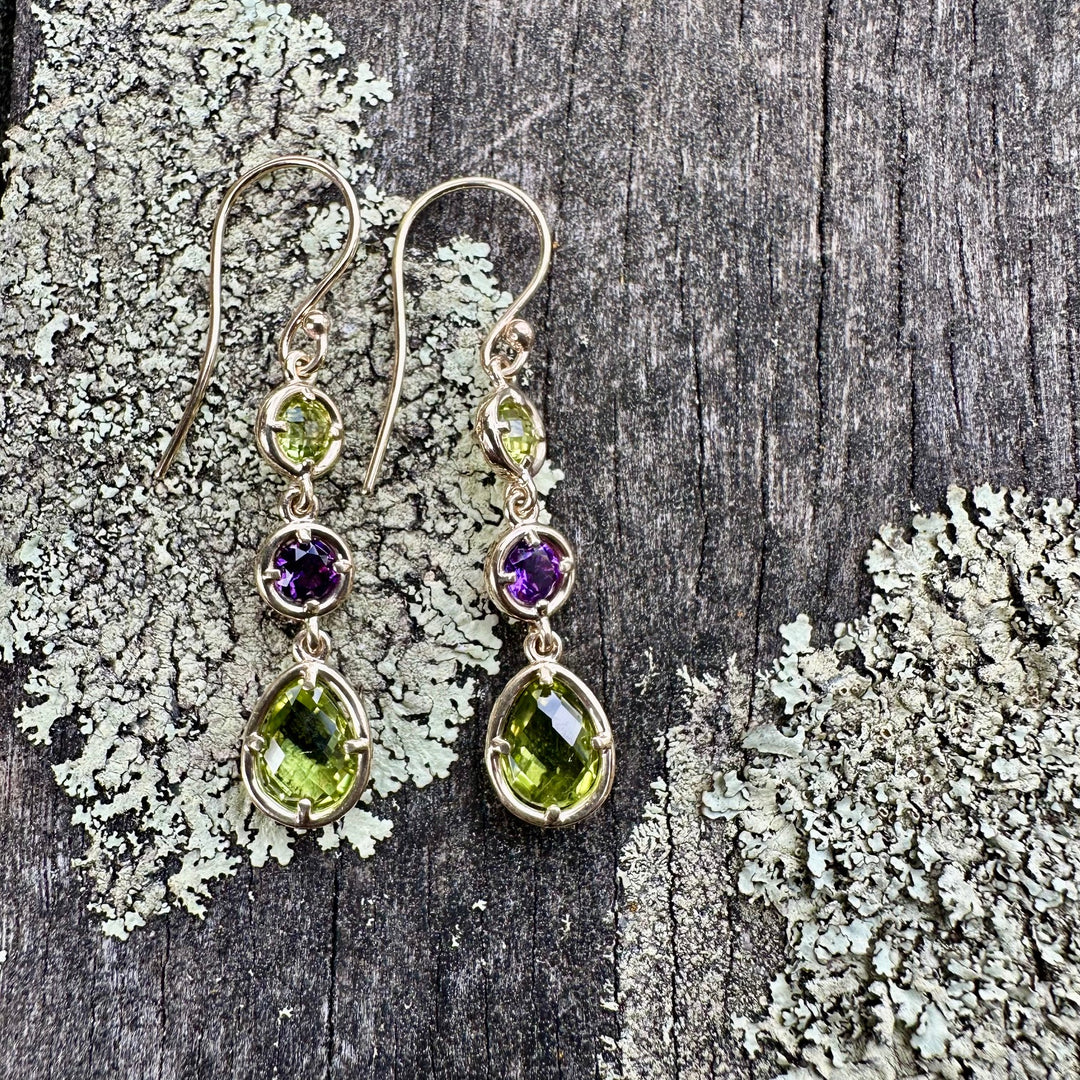 amethyst & peridot earrings