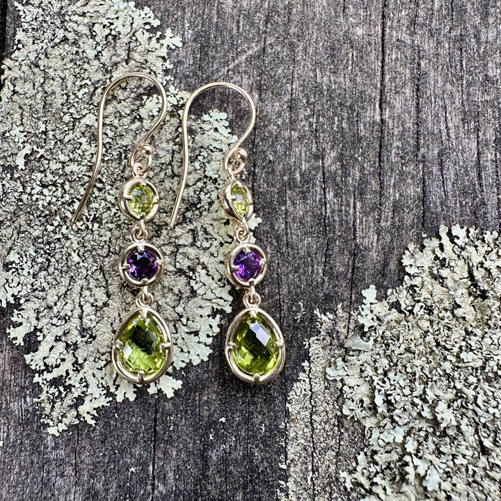 amethyst & peridot earrings