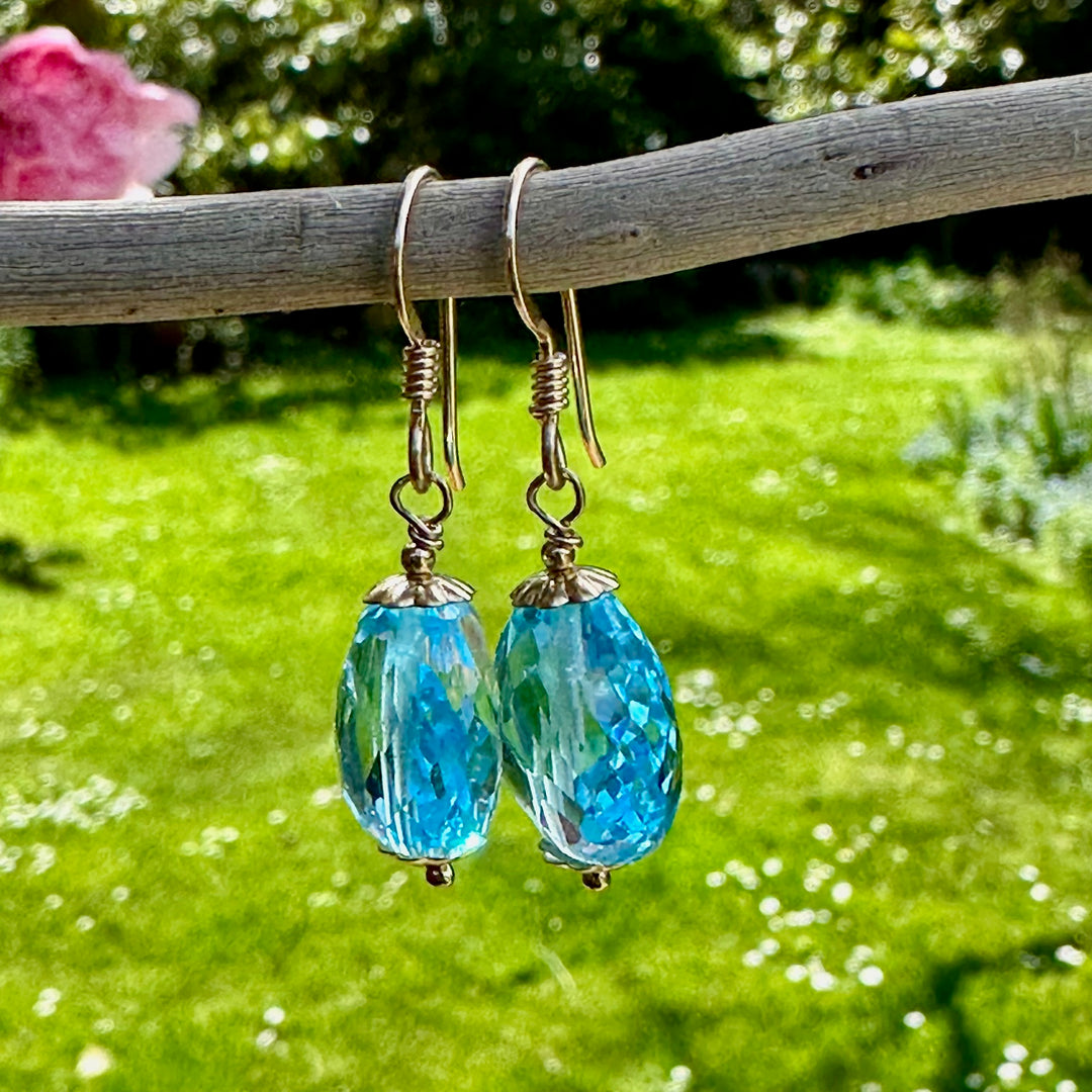 Swiss blue topaz earrings