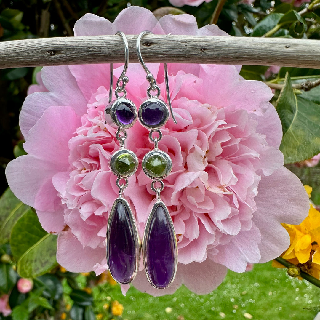 Amethyst & peridot earrings