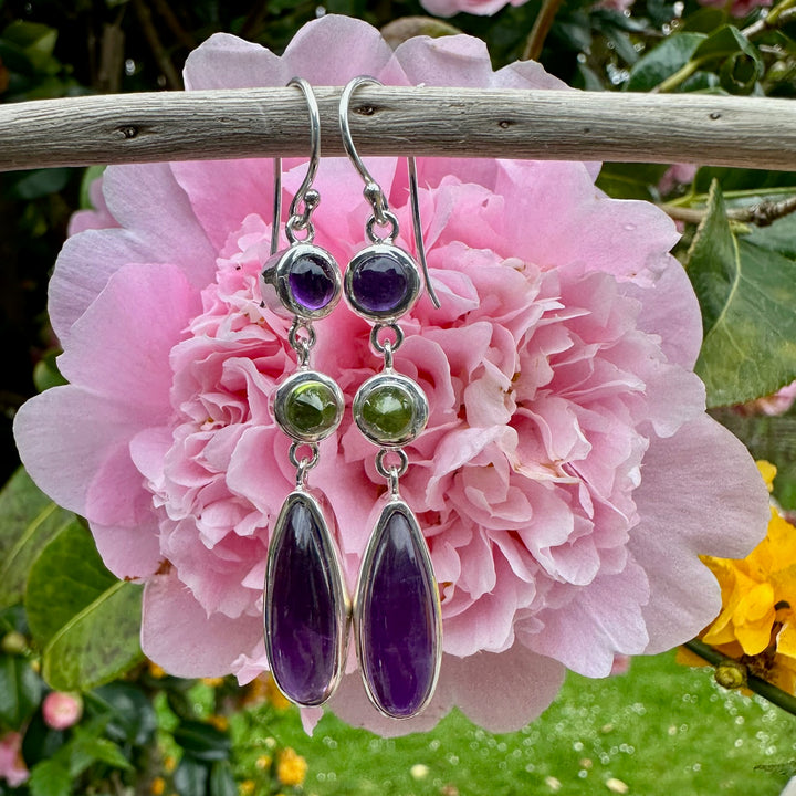 Amethyst & peridot earrings