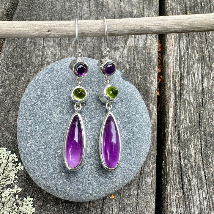 Amethyst & peridot earrings