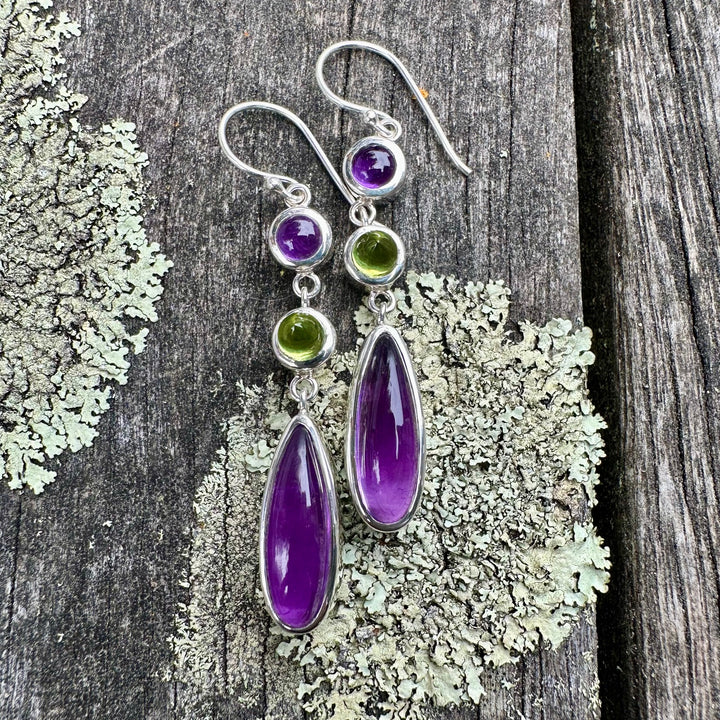 Amethyst & peridot earrings