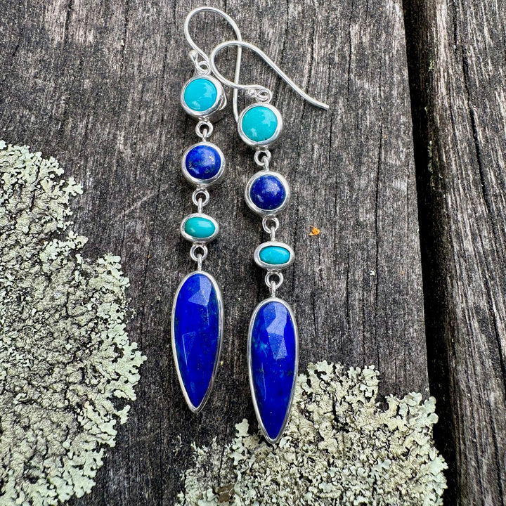 4 tier lapis & turquoise earrings