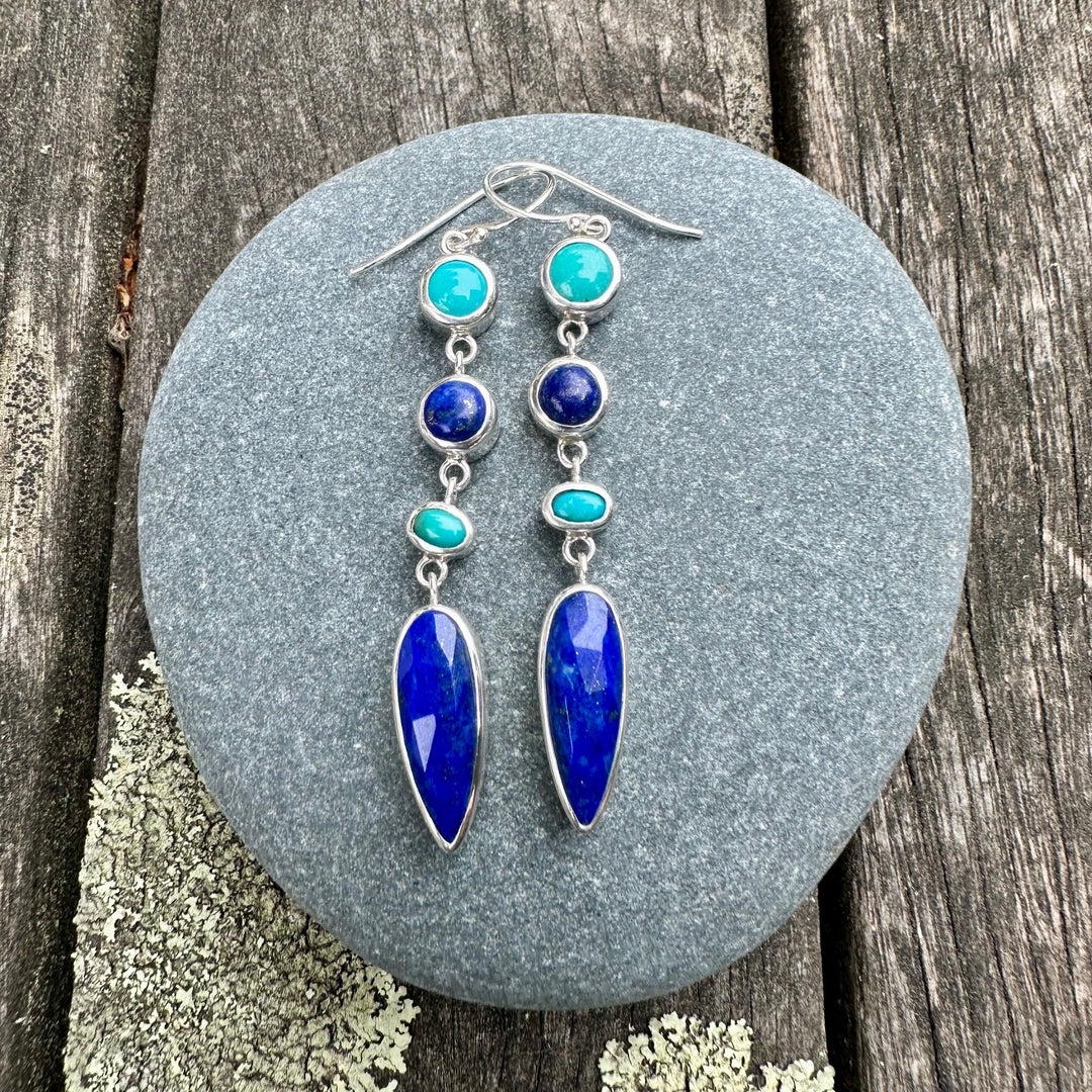 4 tier lapis & turquoise earrings
