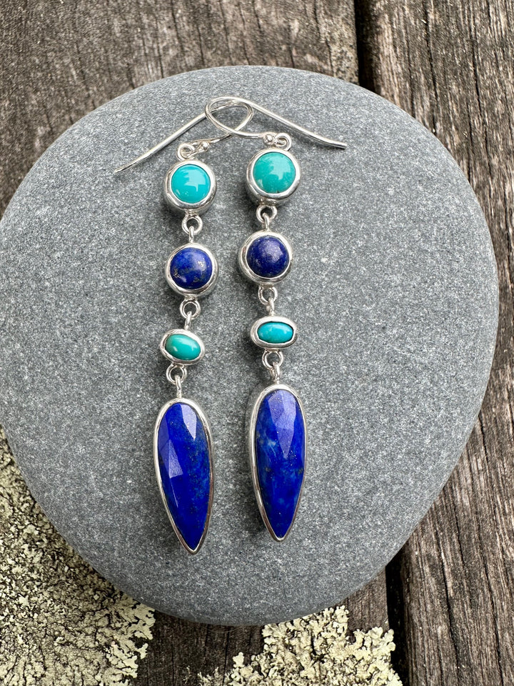 4 tier lapis & turquoise earrings