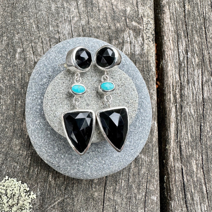 Black onyx & turquoise earrings