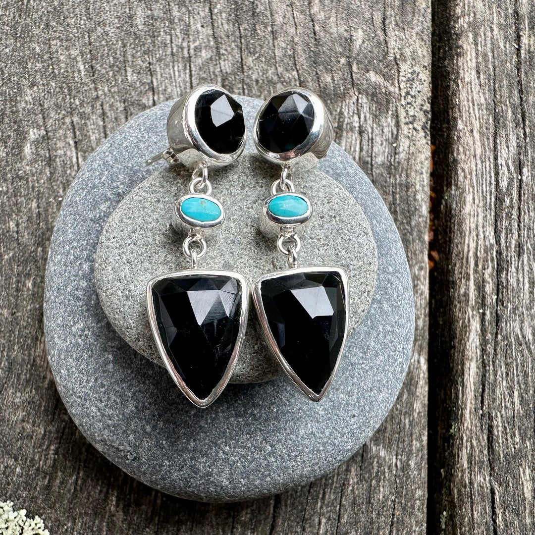 Black onyx & turquoise earrings