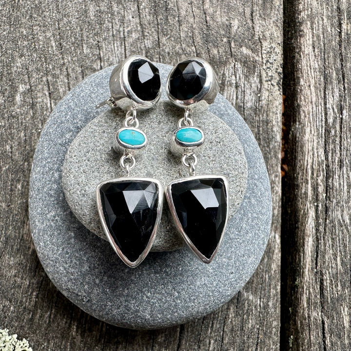 Black onyx & turquoise earrings